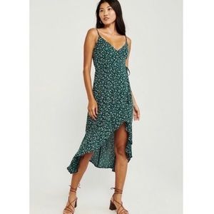 Abercrombie Green Floral Midi Wrap Dress